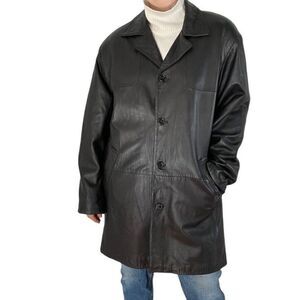Vintage 1990s R&R Casuals Womens Black Soft Leather Matrix Jacket Sz L